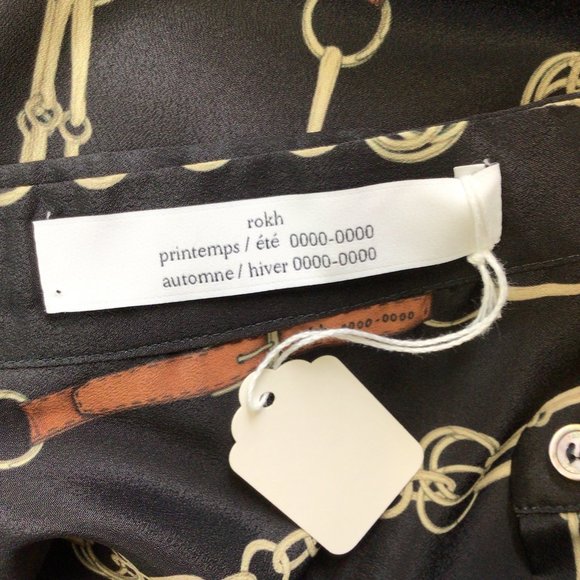 ROKH BLACK MULTI CHAIN PRINT TIE-NECK LONG SLEEVED BLOUSE - Picture 4 of 4